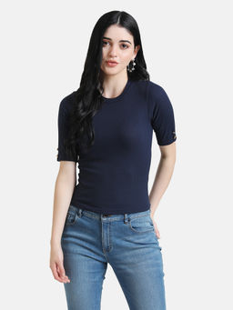 Kazo - Navy Blue Round Neck T-Shirt