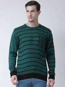 Club York - Men Teal Striped Pullover Sweater