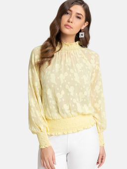 Kazo - Lemon Yellow High Neck Top