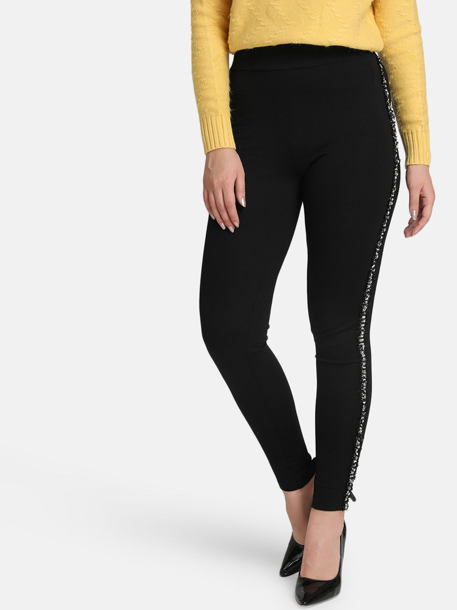 Buy Kazo Black Solid Jegging Online 