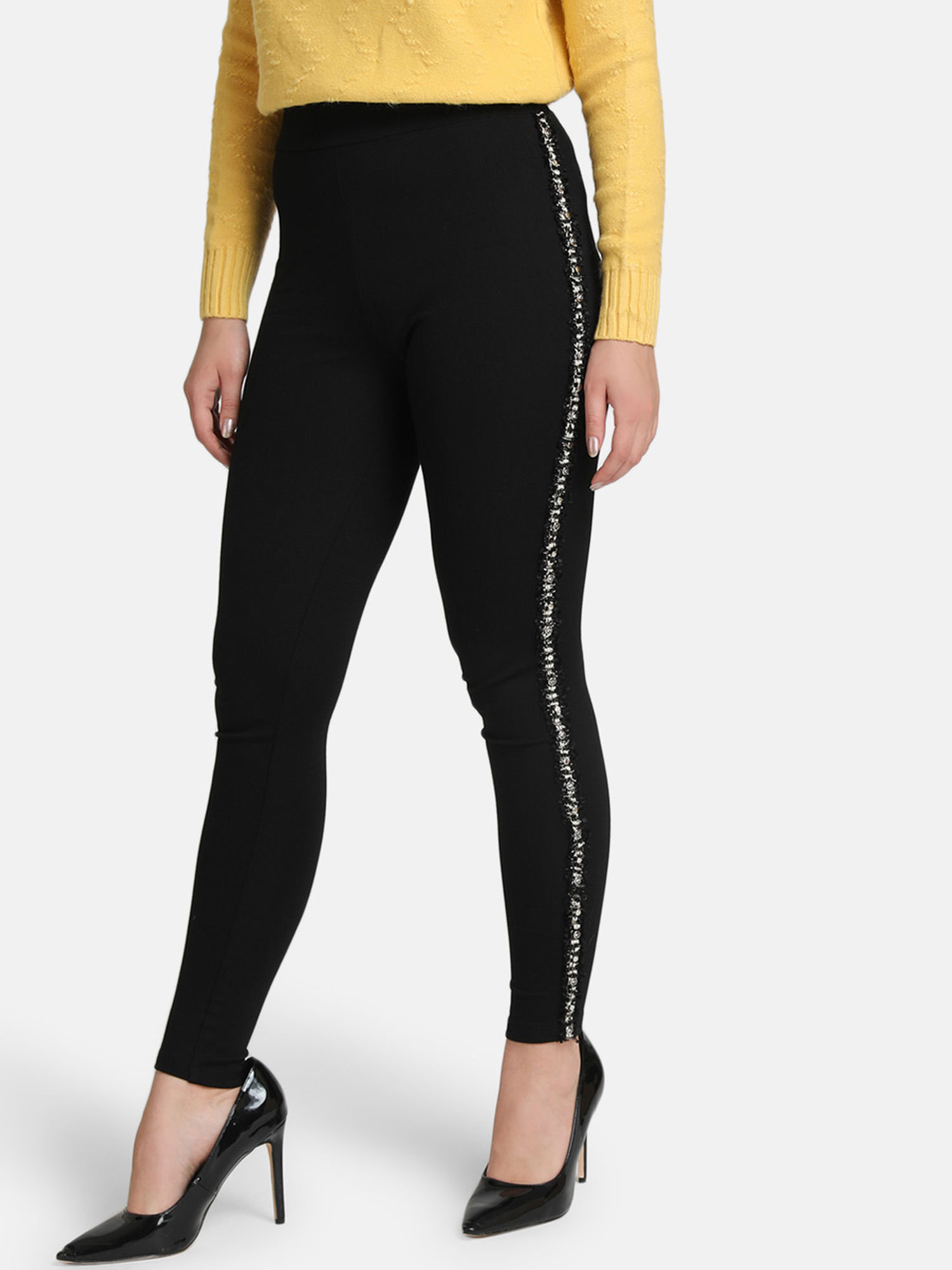 Buy Kazo Black Solid Jegging Online 
