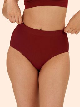 Underneat - Red Seamless High Waist Brief with Light Shaping & No Visible Panty Line