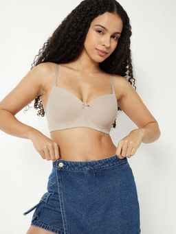 max - Nude Solid Padded Non-Wired T-Shirt Bra