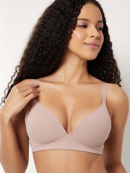 max - Pink Solid Padded Non Wired T-Shirt Bra