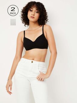 max - Multi-Color Solid Padded Non-Wired Bra (Pack of 2)