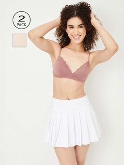 max - Pink Lace Inserts Non-Wired Padded Bra