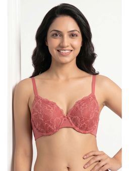 Zivame - Pink Padded Wired Medium Coverage Lace Bra