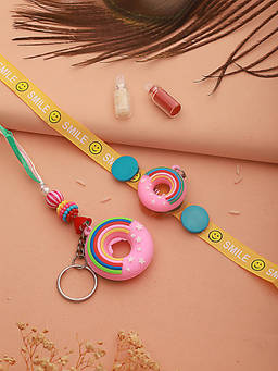 Aatmana - Donut Designer Kid's Rakhi with Key Chain & Roli Chawal