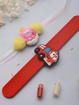 Aatmana - Ice cream & Bus Band & Kid's Rakhi with Roli Chawal (Pack of 2)