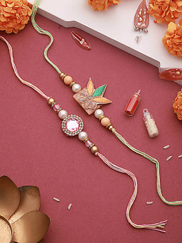 Aatmana - Stone Studded & Floral Rakhi's with Roli Chawal (Pack of 2)