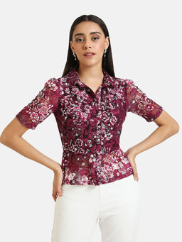 Kazo - Purple Printed Shirt
