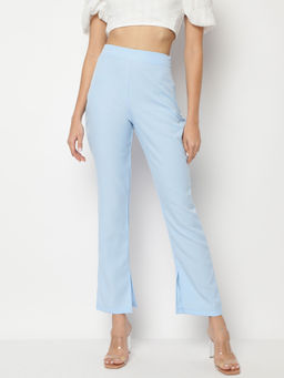 Missguided - Light Blue Inside Split Hem Slim Leg Trousers