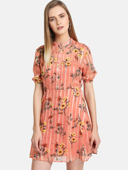 Kazo - Coral Floral Dress