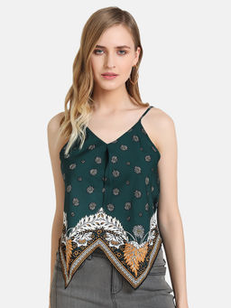 Kazo - Green Bohemian Print Top