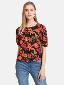 Kazo - Black Puffed Sleeve Top