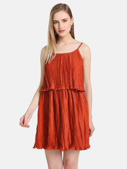 Kazo - Orange Cami Strap Tiered Mini Dress