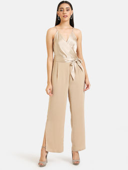 Kazo - Moonlight Self Tie Satin Jumpsuit