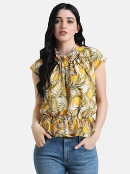 Kazo - Yellow Floral Top