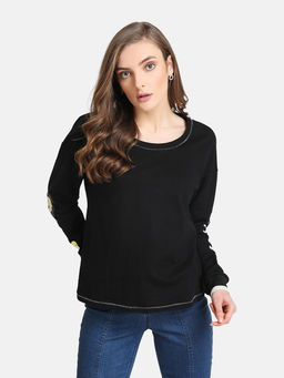 Kazo - Black Mickey Sleeve Print Sweatshirt