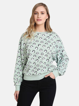 Kazo - Green Minnie Face All Over Print Sweatshirt