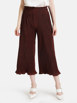 Kazo - Maroon Pleated Poly Interlock Trouser