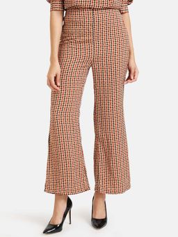 Kazo - Multi-Color Fit And Flared Check Trouser