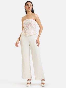 Kazo - Off White Off-Shoulder Sequin Jumpsuit