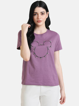 Kazo - Purple Mickey Mouse Disney Diamond Studded T-Shirt