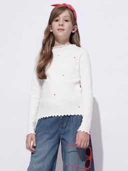 VERO MODA - Girl Embroidery White Top