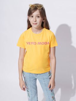 VERO MODA - Girl Typography Yellow T-Shirt