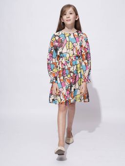 VERO MODA - Girl Abstract Print Multicolor Dress