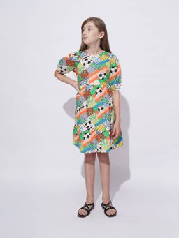 VERO MODA - Girl Abstract Print Multicolor Dress