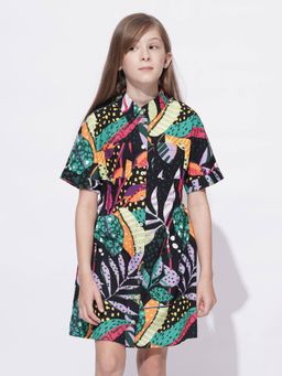 VERO MODA - Girl Tropical Print Multicolor Dress