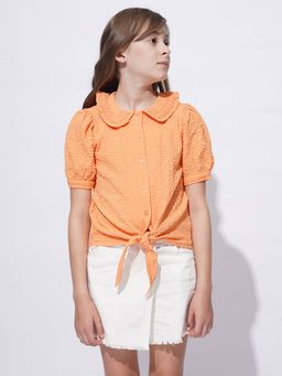 VERO MODA - Girl Self Design Orange Shirt