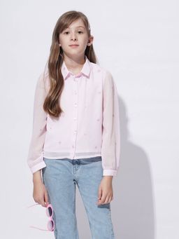 VERO MODA - Girl Embroidery Pink Shirt