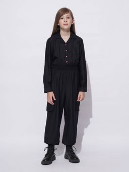 VERO MODA - Girl Solid Black Jumpsuit