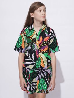 VERO MODA - Girl Tropical Print Black Shirt