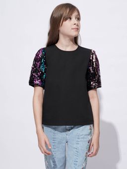 VERO MODA - Girl Embellished Black Top