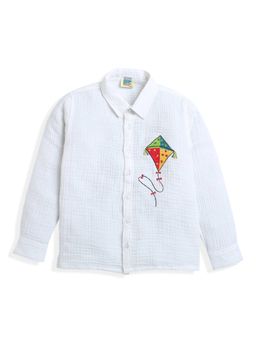 ZIP ZAP ZOOP - White Kite Embroidery Boys Full Sleeve Shirts