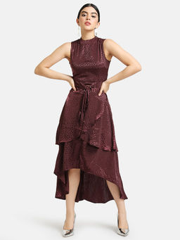 Kazo - Maroon Printed Dress