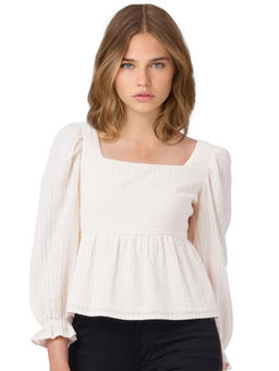 ONLY - Women Textured Pink Peplum Top