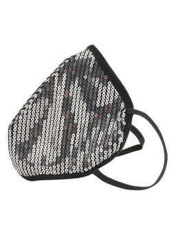 Kazo - Black Metallic Sequence 2 Layer Face Mask