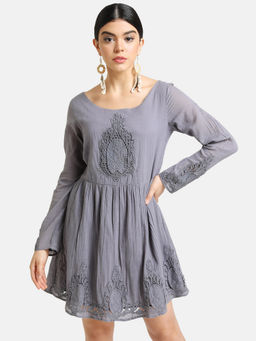 Kazo - Grey Embroidered Dress