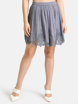 Kazo - Grey Embroidered Skirt