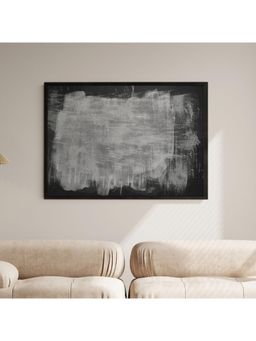 ARTCREST - Minimal Abstract Black and White 07 Large Painting Black Box Framed Canvas Wall Art