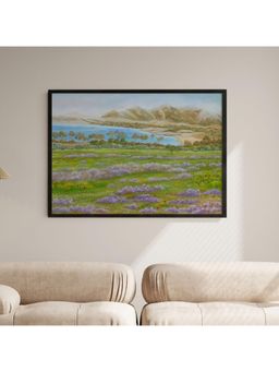 ARTCREST - Misty Beach Large Painting Black Box Framed Canvas Wall Art