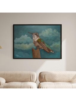 ARTCREST - Moonlighting Hummingbird Large Painting Black Box Framed Canvas Wall Art