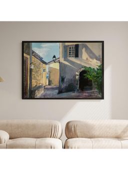 ARTCREST - Old Town Large Painting Black Box Framed Canvas Wall Art