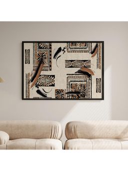 ARTCREST - Ornamental Abstract Large Painting Black Box Framed Canvas Wall Art