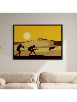 ARTCREST - San Hunter-Gatherers in Africa Large Painting Black Box Framed Canvas Wall Art